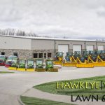 HVG Lawn & Snow shop with snow equipment lined up